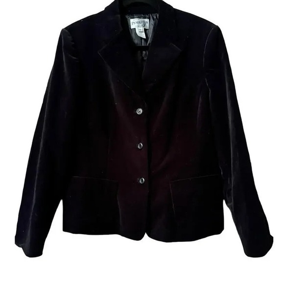 Pendleton Black Velvet Blazer Jacket Classic Career Business Professional - Picture 2 of 10